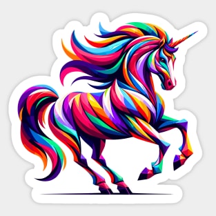 Geometric Rainbow Unicorn: Magical Color Spectrum Sticker